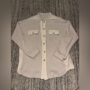 Cream Waffle Knit Button Jacket